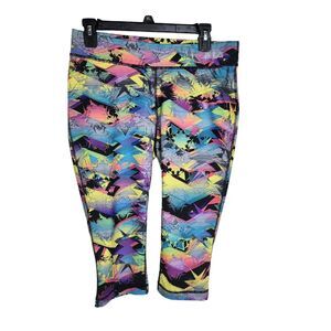 FILA Sport Activewear Capri Leggings Running Medium Multicolor Geometric Pull On